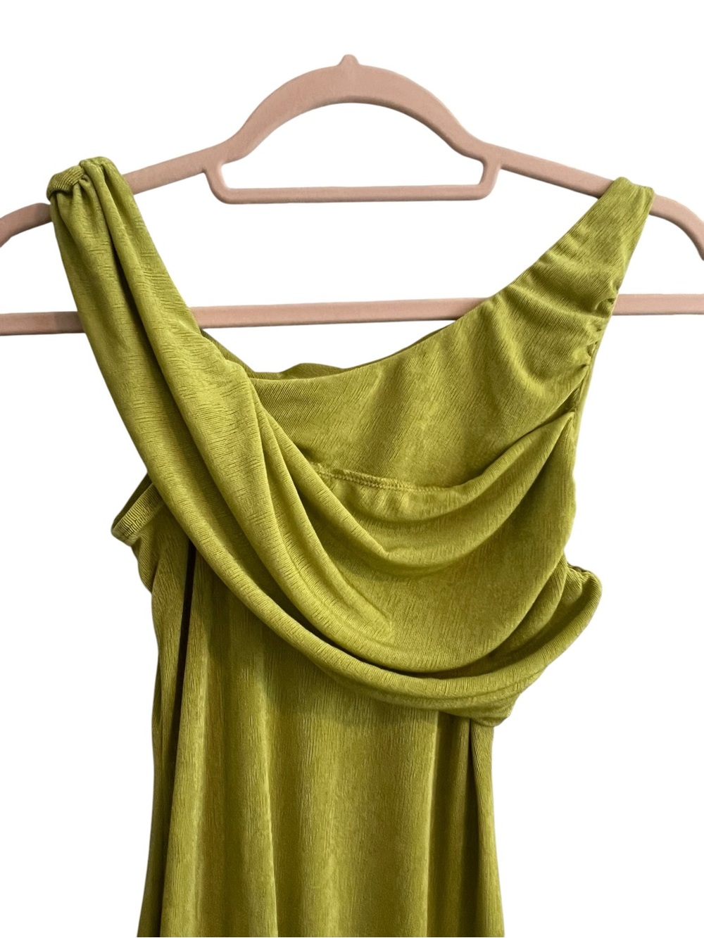 Olive Green Draped Fringe Maxi Dress Size S NWT - Picture 9 of 12